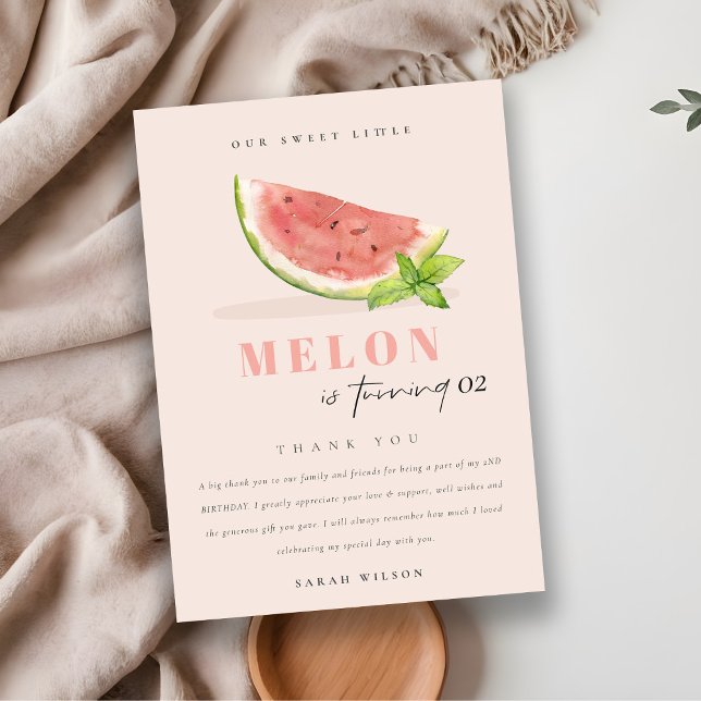 Tarjeta De Agradecimiento Cuidar nuestro pequeño Melón Rubor cualquier cumpl (Subido por el creador)