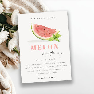 Tarjeta De Agradecimiento Cuidar nuestro pequeño Melon Watercolor Red Baby S