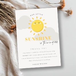 Tarjeta De Agradecimiento Cuidar nuestro pequeño sol amarillo cualquier edad