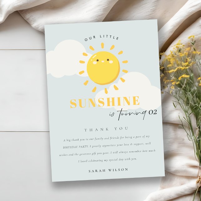 Tarjeta De Agradecimiento Cuidar nuestro pequeño sol azul cualquier cumpleañ (Subido por el creador)