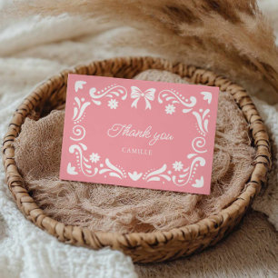 Tarjeta De Agradecimiento Cumple de Cielito Lindo Rosa Baby Shower