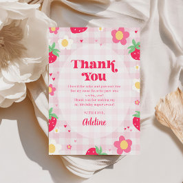 Tarjeta De Agradecimiento Cumpleaños 1º adorable de fresa Berry First
