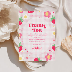 Tarjeta De Agradecimiento Cumpleaños 1º adorable de fresa Berry First