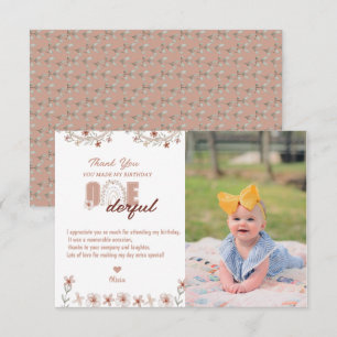 Tarjeta De Agradecimiento Cumpleaños 1º de niña   Arcoíris Boho