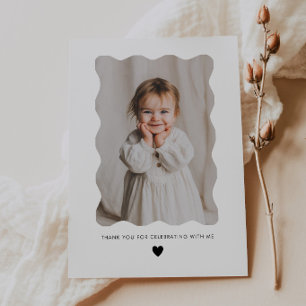 Tarjeta De Agradecimiento Cumpleaños 1º Foto Ondulada Corazón
