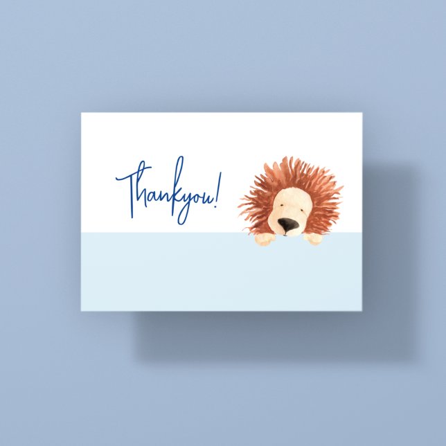 Tarjeta De Agradecimiento Cumpleaños 1º León Bebé Azul (Subido por el creador)