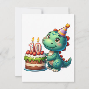 Tarjeta De Agradecimiento Cumpleaños 10 de Dino