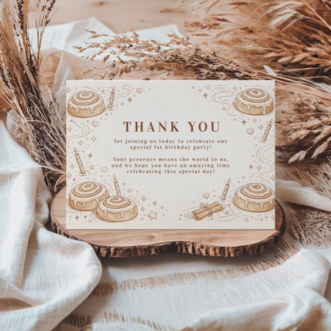 Tarjeta De Agradecimiento Cumpleaños 1 de Pequeño Bollo de Canela (Subido por el creador)