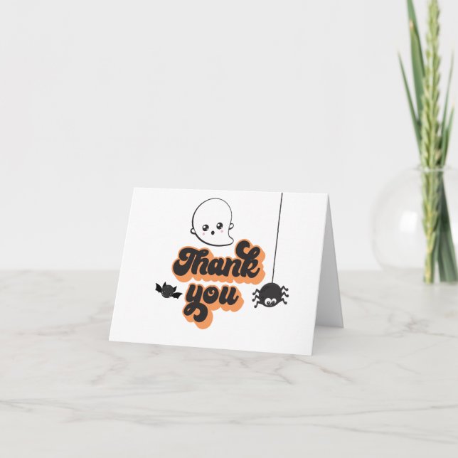 Tarjeta De Agradecimiento Cumpleaños 1 Halloween Spooky One (Anverso)