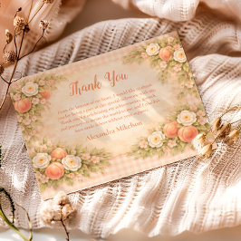 Tarjeta De Agradecimiento Cumpleaños 1er Floral de Melocotón