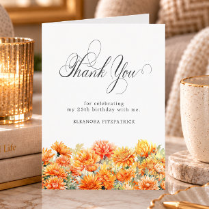 Tarjeta De Agradecimiento Cumpleaños 25 Flores del Mes de Nacimiento de Novi