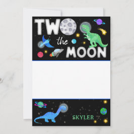 Tarjeta De Agradecimiento Cumpleaños 2 de Dinosaurio Astronauta Dos a la Lun
