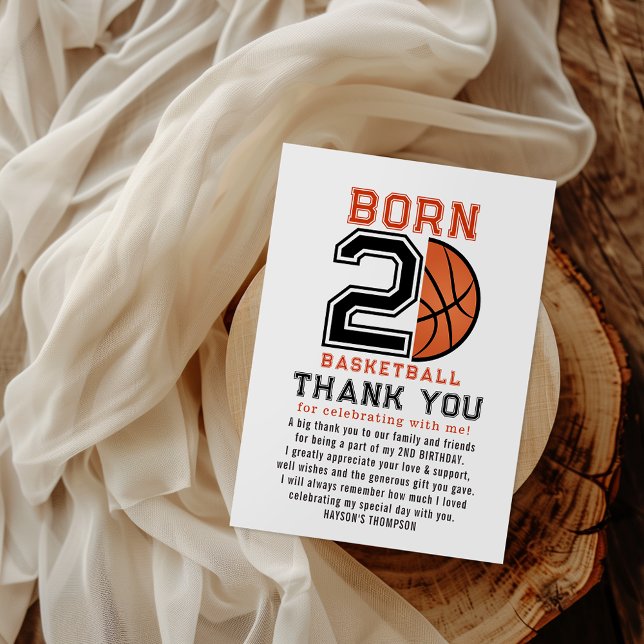 Tarjeta De Agradecimiento Cumpleaños 2 Fiesta de Cumpleaños de Baloncesto Bo (Subido por el creador)