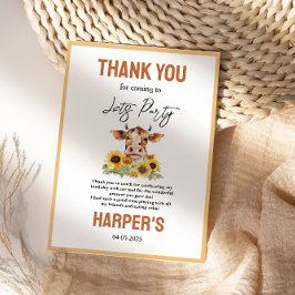 Tarjeta De Agradecimiento Cumpleaños 2 Vamos a Festejar Hasta que las Vacas 