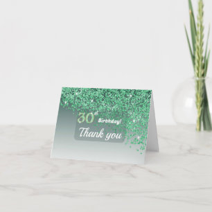 Tarjeta De Agradecimiento Cumpleaños 30 Brillante Verde Brillante Gracias
