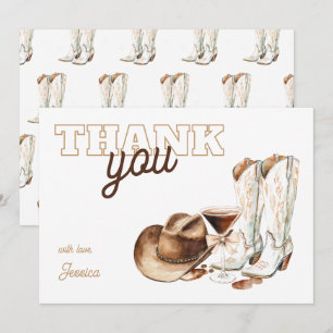 Tarjeta De Agradecimiento Cumpleaños 30 Western Cowgirl Blanco Treinta Sucia