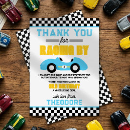 Tarjeta De Agradecimiento Cumpleaños 3 de Coche de Carreras Rápido & Tres