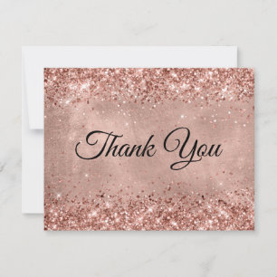 Tarjeta De Agradecimiento Cumpleaños 40 Brillante Rosa Dorado
