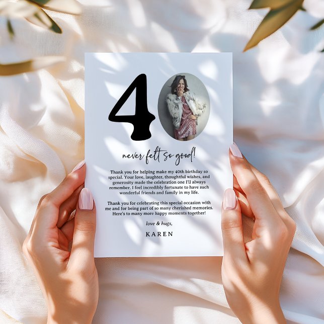 Tarjeta De Agradecimiento Cumpleaños 40 Moder Photo (Subido por el creador)