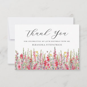 Tarjeta De Agradecimiento Cumpleaños 40 rosa flor de nacimiento de agosto pl