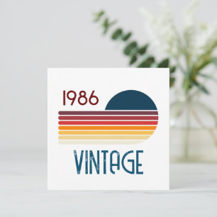 Tarjeta De Agradecimiento Cumpleaños 40 Vintage 1986 Retro Franja Sol