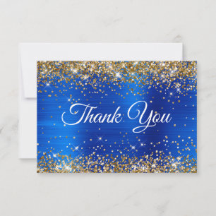 Tarjeta De Agradecimiento Cumpleaños 50 Aniversario Azul Real Foil Brillo Do