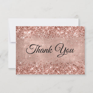 Tarjeta De Agradecimiento Cumpleaños 50 Brillante Rosa Dorado
