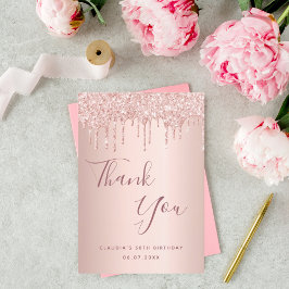 Tarjeta De Agradecimiento Cumpleaños 50 gotes de oro rosa