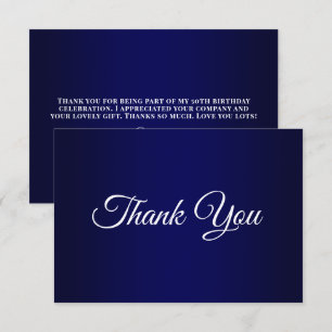Tarjeta De Agradecimiento Cumpleaños 50 Navy Blue Ombre