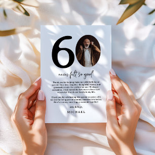 Tarjeta De Agradecimiento Cumpleaños 60 Moderno en Fotografía