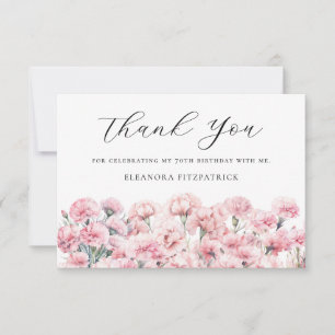 Tarjeta De Agradecimiento Cumpleaños 70 Cumpleaños de enero Flor de nacimien