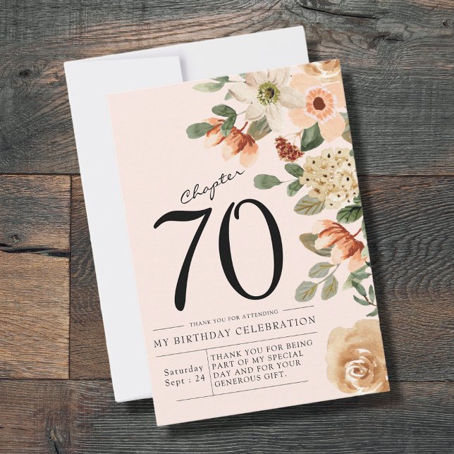 Tarjeta De Agradecimiento Cumpleaños 70 de Floral (Floral 70th Birthday Thank You Card.
Say thank you to those who celebrated your birthday with you.)