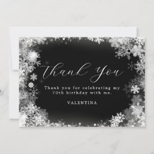 Tarjeta De Agradecimiento Cumpleaños 70 Invierno Milagro Copo de Nieve