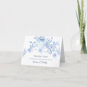 Tarjeta De Agradecimiento Cumpleaños 85 Rosas Florales Azul Polvoriento