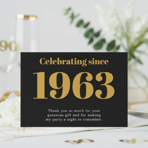 Tarjeta De Agradecimiento Cumpleaños 90 1936 Retro Negro Y Dorado
