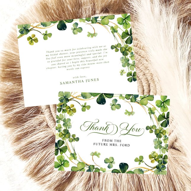 Tarjeta De Agradecimiento Cumpleaños Afortunado en el Ducha de Novia Verde T (Subido por el creador)