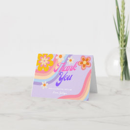 Tarjeta De Agradecimiento Cumpleaños Arcoíris Retro