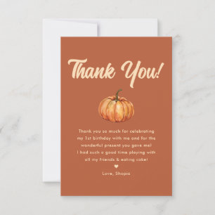 Tarjeta De Agradecimiento Cumpleaños bohemio de otoño con calabaza Primera f