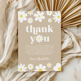 Tarjeta De Agradecimiento Cumpleaños Boho Retro Daisy