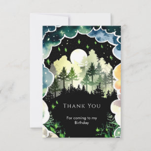 Tarjeta De Agradecimiento Cumpleaños Bosque de Luciérnagas