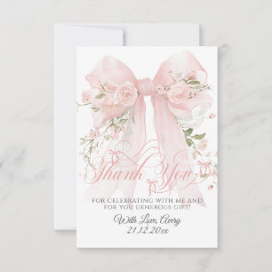 Tarjeta De Agradecimiento Cumpleaños Bowtiiful One Foto 1 Floral Lazos Niñas