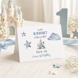 Tarjeta De Agradecimiento Cumpleaños Caballero Pequeño Dragón Niño 1er
