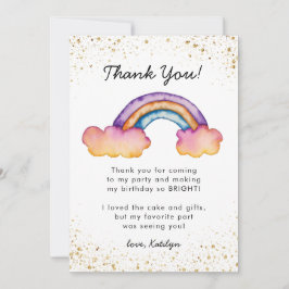 Tarjeta De Agradecimiento Cumpleaños caprichoso arcoíris colorido