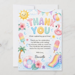 Tarjeta De Agradecimiento Cumpleaños caprichoso de acuarela Splash