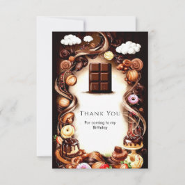 Tarjeta De Agradecimiento Cumpleaños Caprichoso de Chocolate Marrón