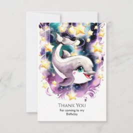 Tarjeta De Agradecimiento Cumpleaños Caprichoso de Delfín Subacuático