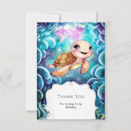 Tarjeta De Agradecimiento Cumpleaños Caprichoso y Lindo de Tortuga Náutica