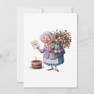 Tarjeta De Agradecimiento Cumpleaños clásico de la abuela con flores gigante
