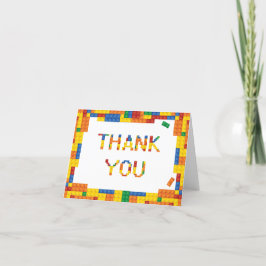 Tarjeta De Agradecimiento Cumpleaños colorido de los bloques huecos de