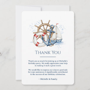 Tarjeta De Agradecimiento Cumpleaños con Ancla Náutica Azul